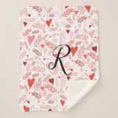 Botanische harten roze rood stijlvol patroon monog sherpa deken (Voorkant)
