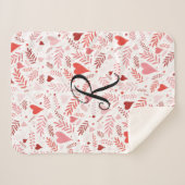 Botanische harten roze rood stijlvol patroon monog sherpa deken (Voorkant (horizontaal))