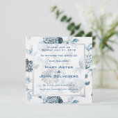 Botanische hedendaagse Floral Toile Wedding Kaart (Staand voorkant)