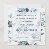Botanische hedendaagse Floral Toile Wedding Kaart (Voorkant)