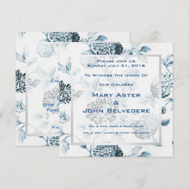 Botanische hedendaagse Floral Toile Wedding Kaart