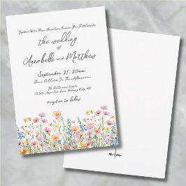 Botanische heldere kleurrijke wilde bloemen bruilo kaart