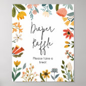 Botanische Heldere Wildflower Luier Raffle Poster (Voorkant)