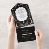  Botanische Hemelse Maan Sterren Huwelijk All In One Uitnodiging (Afscheurbaar)