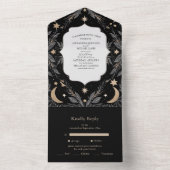  Botanische Hemelse Maan Sterren Huwelijk All In One Uitnodiging (Binnen)