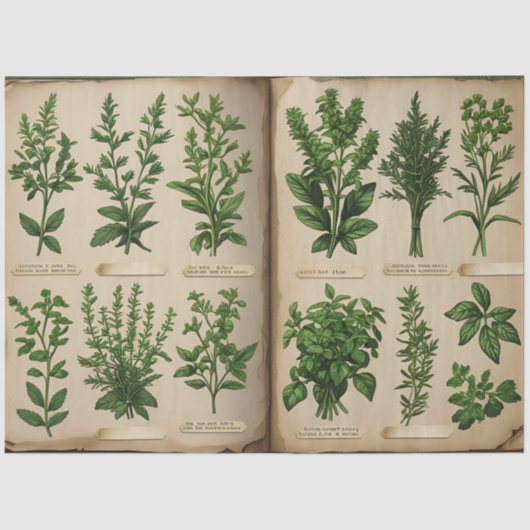 Botanische Herbarium Decoupage  varens, Tissuepapier (Voorkant)