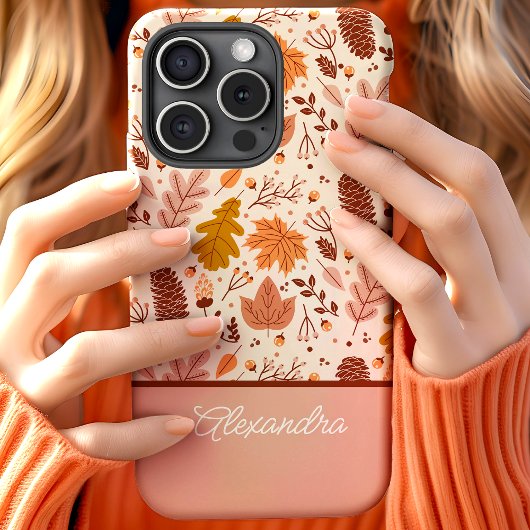 Botanische Herfst Bloem Bladeren Script Naam Case-Mate iPhone Case