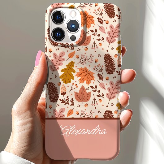 Botanische Herfst Bloem Bladeren Script Naam Case-Mate iPhone Case