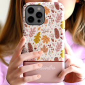 Botanische Herfst Bloem Bladeren Script Naam iPhone 15 Case