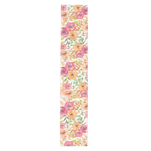 Botanische herfst bloem waterverf bruiloft shower medium tafelloper (Voorkant)