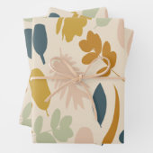 Botanische Herfst bloemen en bladeren Patroon Inpakpapier Vel (In situ)