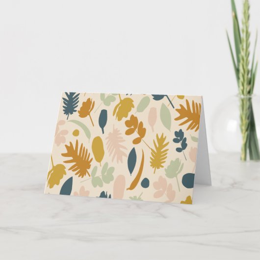 Botanische Herfst bloemen en bladeren Patroon Kaart (Voorkant)