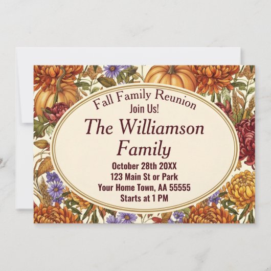 Botanische Herfst Bloemenreünie Feestdagenkaart (Voorkant)