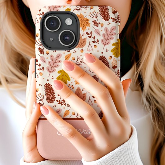 Botanische Herfst Bloemige Bladeren Script Naam Case-Mate iPhone Case