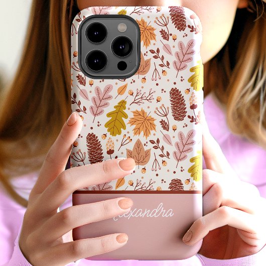 Botanische Herfst Bloemige Bladeren Script Naam Case-Mate iPhone Case