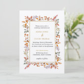 Botanische Herfst Foliage Bruiloft Kaart (Staand voorkant)