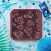 Botanische herfst laat Bourgondië  Papieren Bordje (Feest)