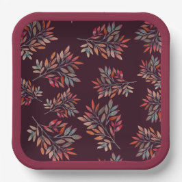 Botanische herfst laat Bourgondië  Papieren Bordje