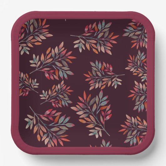 Botanische herfst laat Bourgondië  Papieren Bordje (Voorkant)