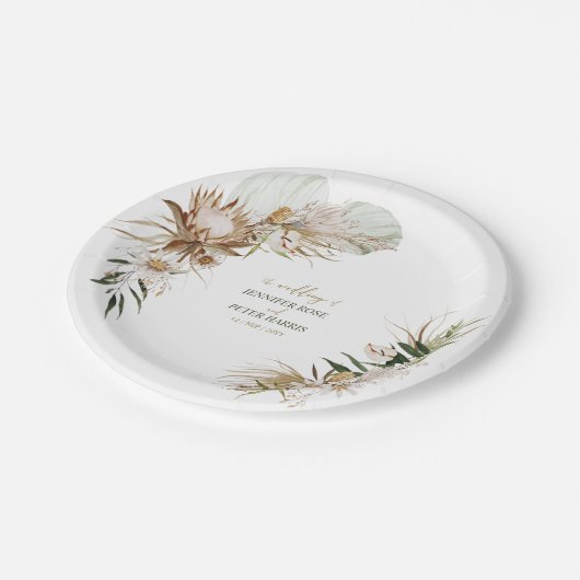 Botanische Herfst met groene en goudboho / winterb Papieren Bordje (Gekanteld)
