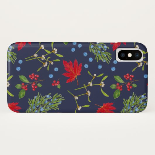 Botanische Herfst Planten Patroon iPhone Case (Achterkant (horizontaal))