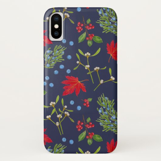 Botanische Herfst Planten Patroon iPhone Case (Achterkant)