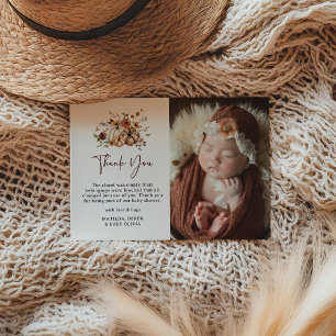 Botanische Herfst Pompoen Baby Shower Bedankkaart