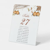 Botanische herfst pompoen bruiloft tafel nummer reclamebord met voetstuk (Voorkant)