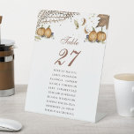 Botanische herfst pompoen bruiloft tafel nummer reclamebord met voetstuk<br><div class="desc">Herfst in liefde rustieke botanische herfst pompoen herfst bruiloft tafel nummer voetstuk teken met gastnamen. Alle teksten zijn vooraf voor u geregeld om gemakkelijk en snel te personaliseren met uw eigen gegevens.</div>