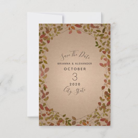 Botanische herfst sla de datum op save the date (Voorkant)