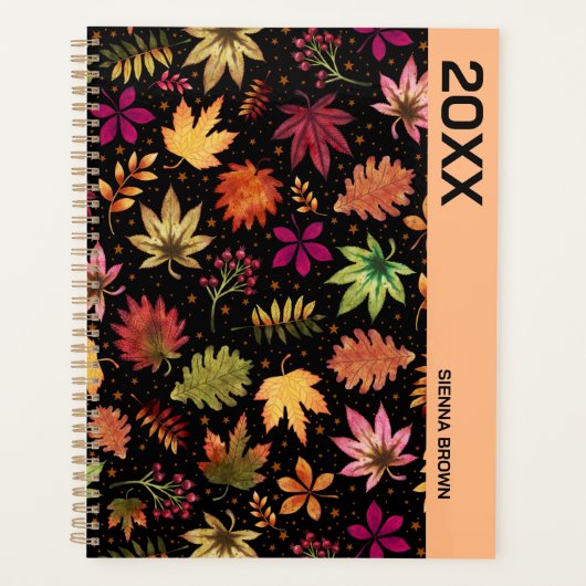 Botanische herfstbladeren Herfst gebladerte op zwa Planner (Voorkant)