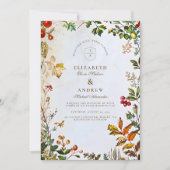  botanische herfstbruiloft kaart (Voorkant)