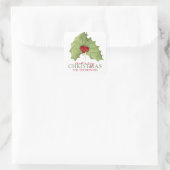 Botanische Holly Berries Gepiliseerd Greenery 1 Fo Vierkante Sticker (Tas)