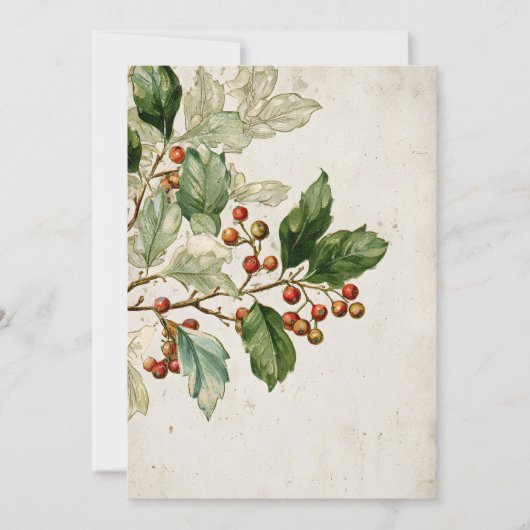 Botanische Holly Leaf-studie | Elegante seizoensst Kaart (Voorkant)