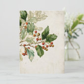 Botanische Holly Leaf-studie | Elegante seizoensst Kaart (Staand voorkant)