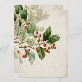 Botanische Holly Leaf-studie | Elegante seizoensst Kaart (Voorkant / Achterkant)