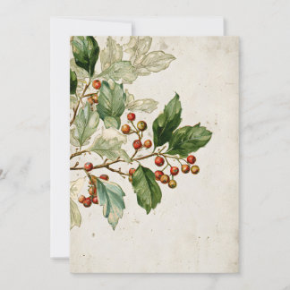 Botanische Holly Leaf-studie | Elegante seizoensst Kaart