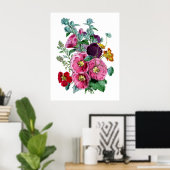  Botanische Hollyhocks Poster (Thuiskantoor)