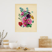  Botanische Hollyhocks Poster (Keuken)