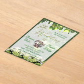 Botanische hortensia's in bloei bruiloft acryl uitnodigingen (Laagn)