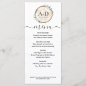 Botanische houten plak bruiloft diner menu (Voorkant)