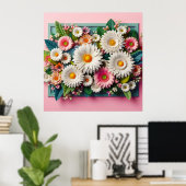 Botanische Huisdecor Elegante Bloemcompositie Poster (Thuiskantoor)