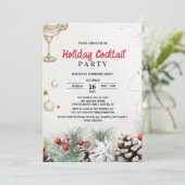 Botanische Hulst Wintercocktail Kerstfeest Kaart (Staand voorkant)