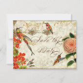 Botanische Hummingvogels Camellia Save the Date (Achterkant)