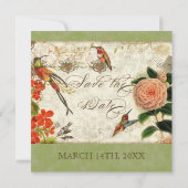 Botanische Hummingvogels Camellia Save the Date Kaart (Achterkant)