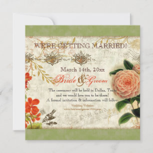 Botanische Hummingvogels Camellia Save the Date Kaart
