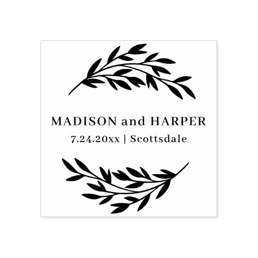 Botanische huwelijksnamen en datum rubberstempel (Afrduk)