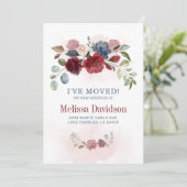 Botanische Ik ben verhuisd bloemig nieuw huis Aankondiging (Staand voorkant)