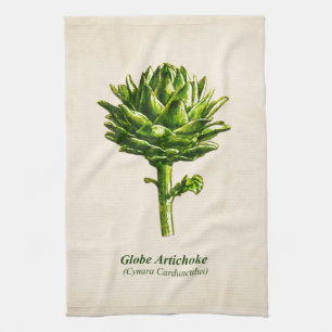  botanische illustratie, Artichoke Theedoek