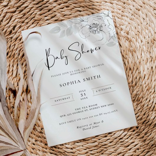 Botanische illustratie Baby shower uitnodiging